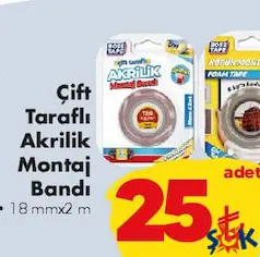 BOSS TAPE ÇİFT TARAFLI AKRİLİK MONTAJ BANDI 18 MM X 2 M BOSS TAPE ÇİFT TARAFLI AKRİLİK MONTAJ BANDI 18 MM X 2 M